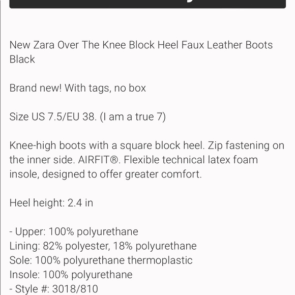 Zara Faux Leather Over the Knee Boots size 40 - Picture 8 of 9